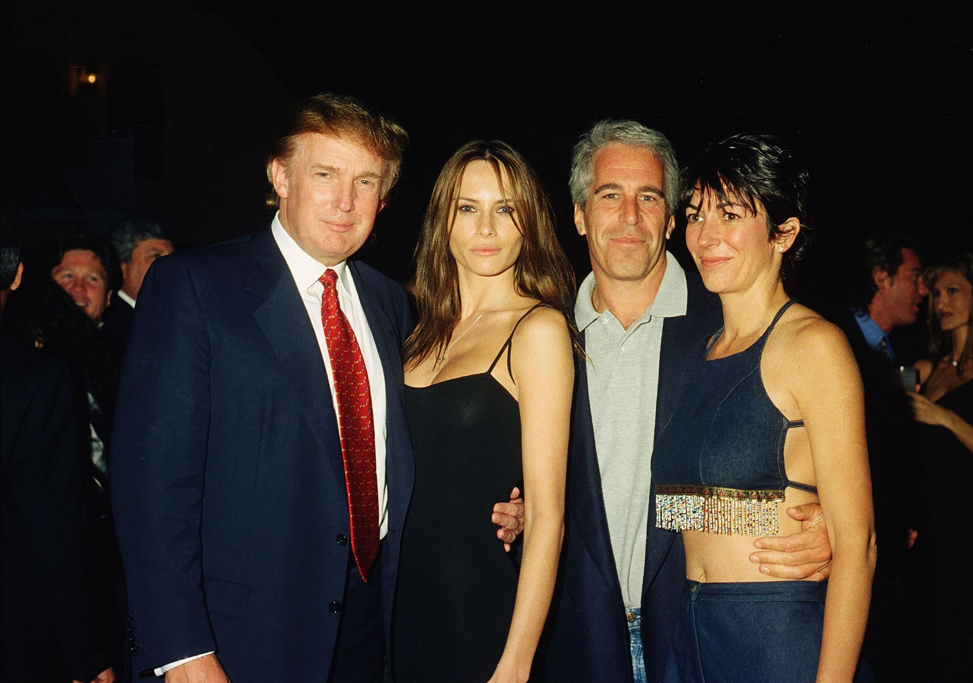 President Donald Trump, First Lady Melania Trump, Jeffrey Epstein, and Ghislaine Maxwell at Mar-a-Lago (Image via Getty)
